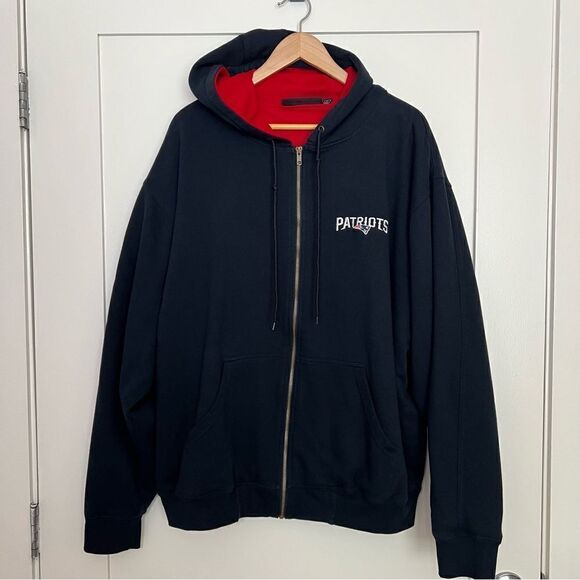 Dunbrooke Jacket Mens XL New England Patriots Blue Red Hooded Zip Cotton Blend - Picture 1 of 14
